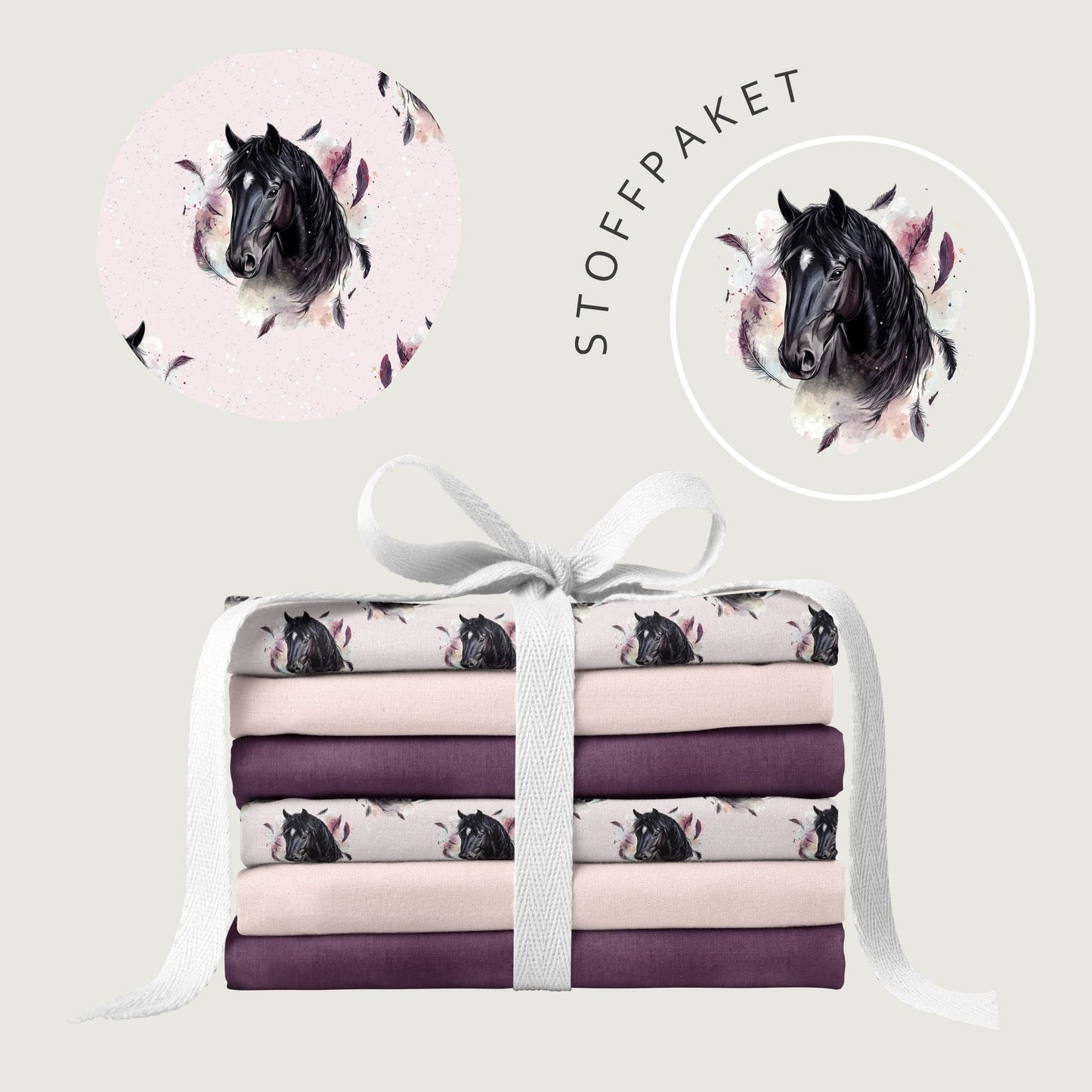 Stoffpaket Spirit Horse Rosa | auf verschiedenen Stoffarten