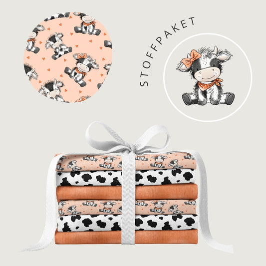 Stoffpaket Kuhtag Apricot – süße Kuh | auf verschiedenen Stoffarten