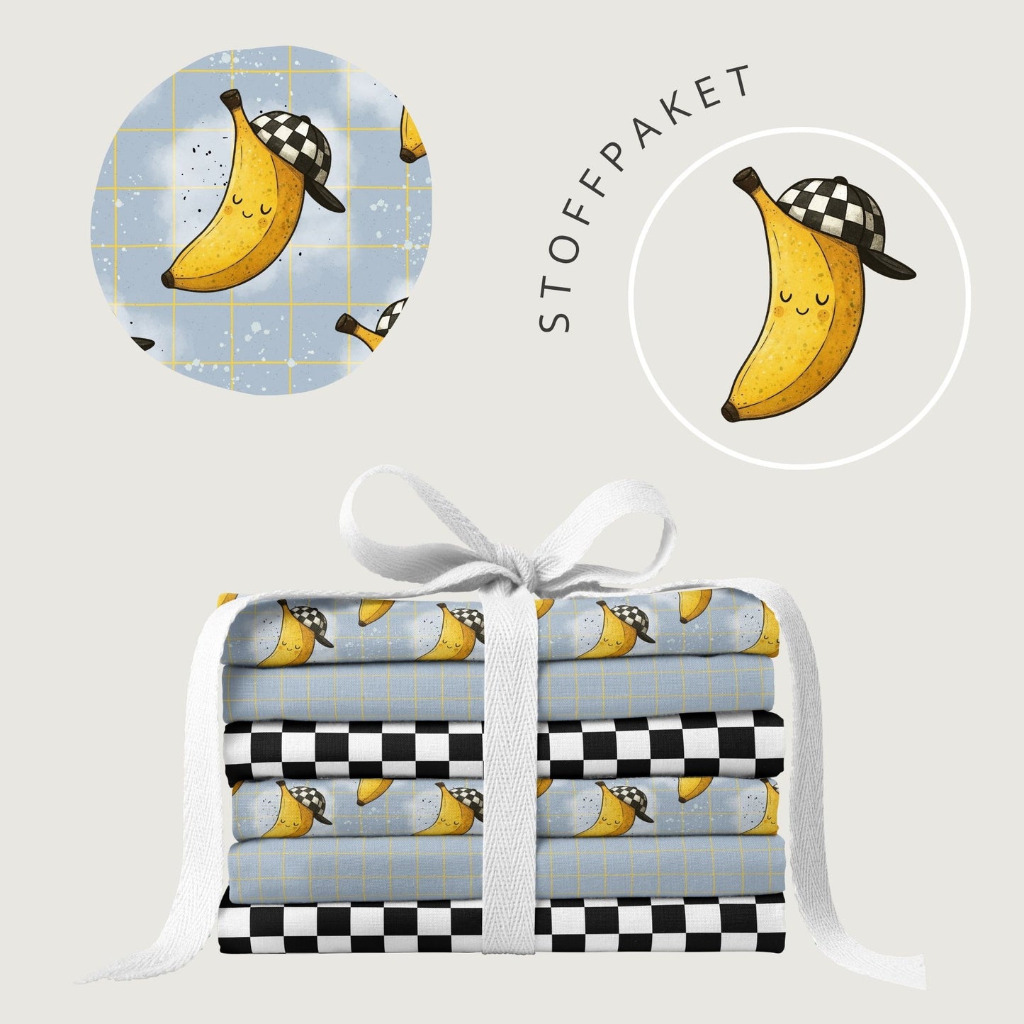 Stoffpaket Cool Banana Hellblau | auf verschiedenen Stoffarten