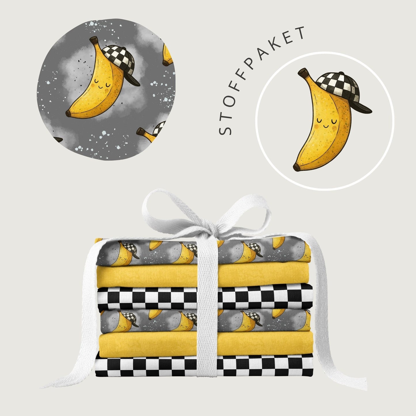 Stoffpaket Cool Banana Grau | auf verschiedenen Stoffarten